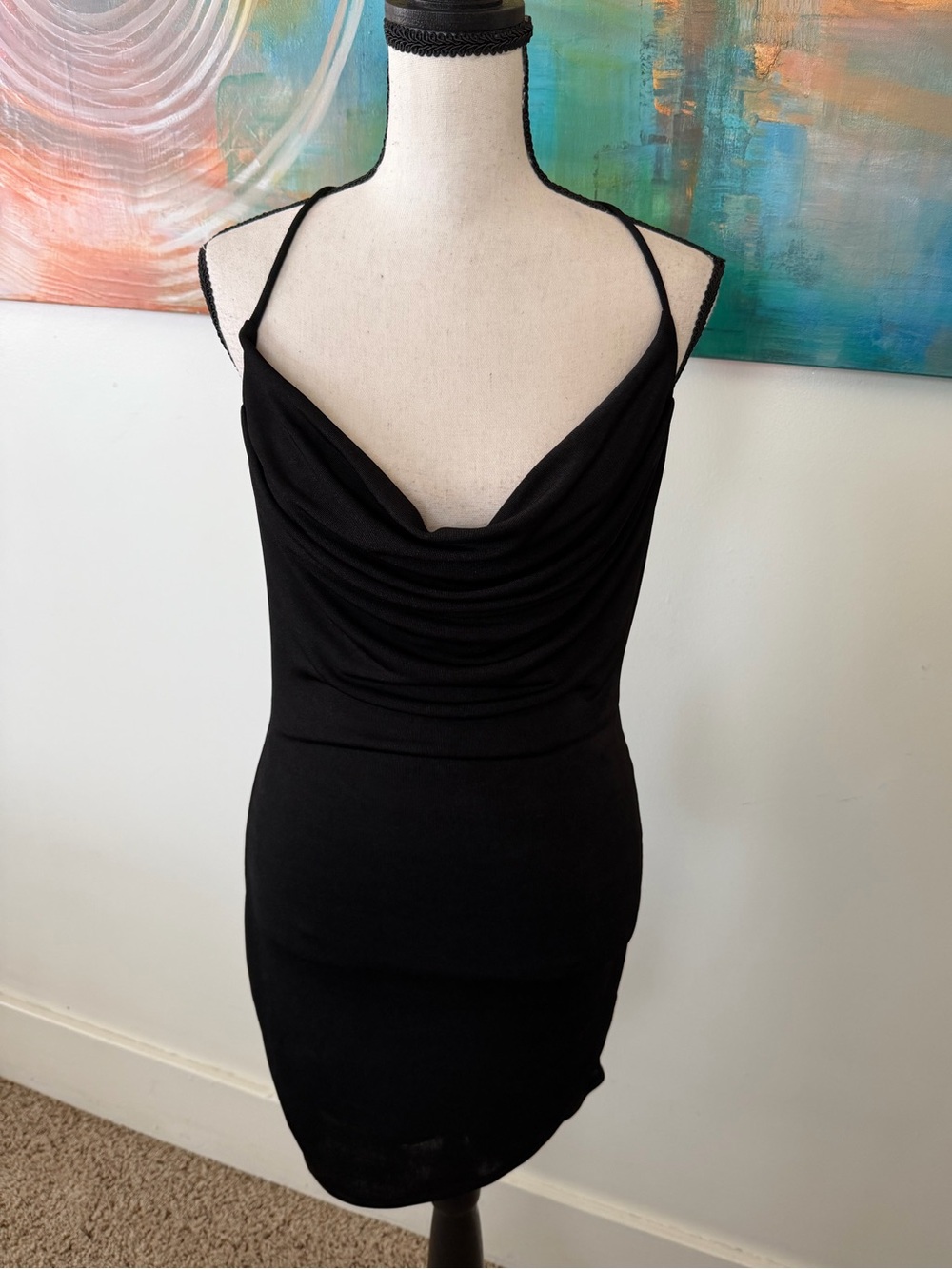 12th Tribe NWT Sexy Little Black Dress Cowl Neck Halter Mini M